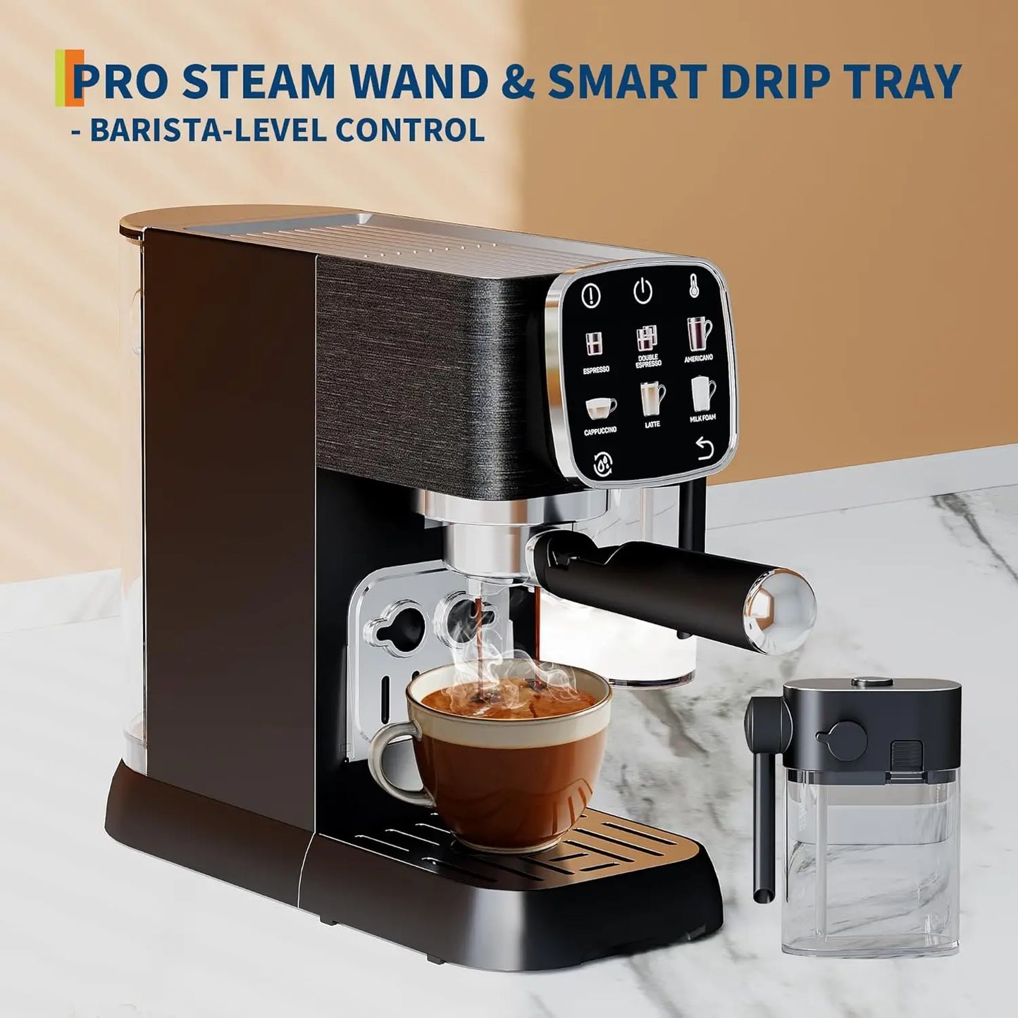 20Bar Fully Automatic Espresso Machine Professional Coffee Maker with Auto Milk Frother, Touchscreen Control&Heating, QuickStart