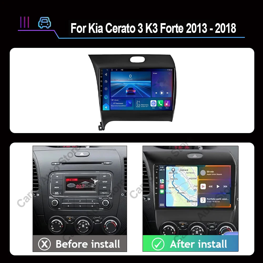 Android 14 For Kia Cerato 3 K3 Forte 2013 2014 2015 2016 2017 2018 Car Auto Radio Multimedia Player Navigation GPS NO 2din DVD