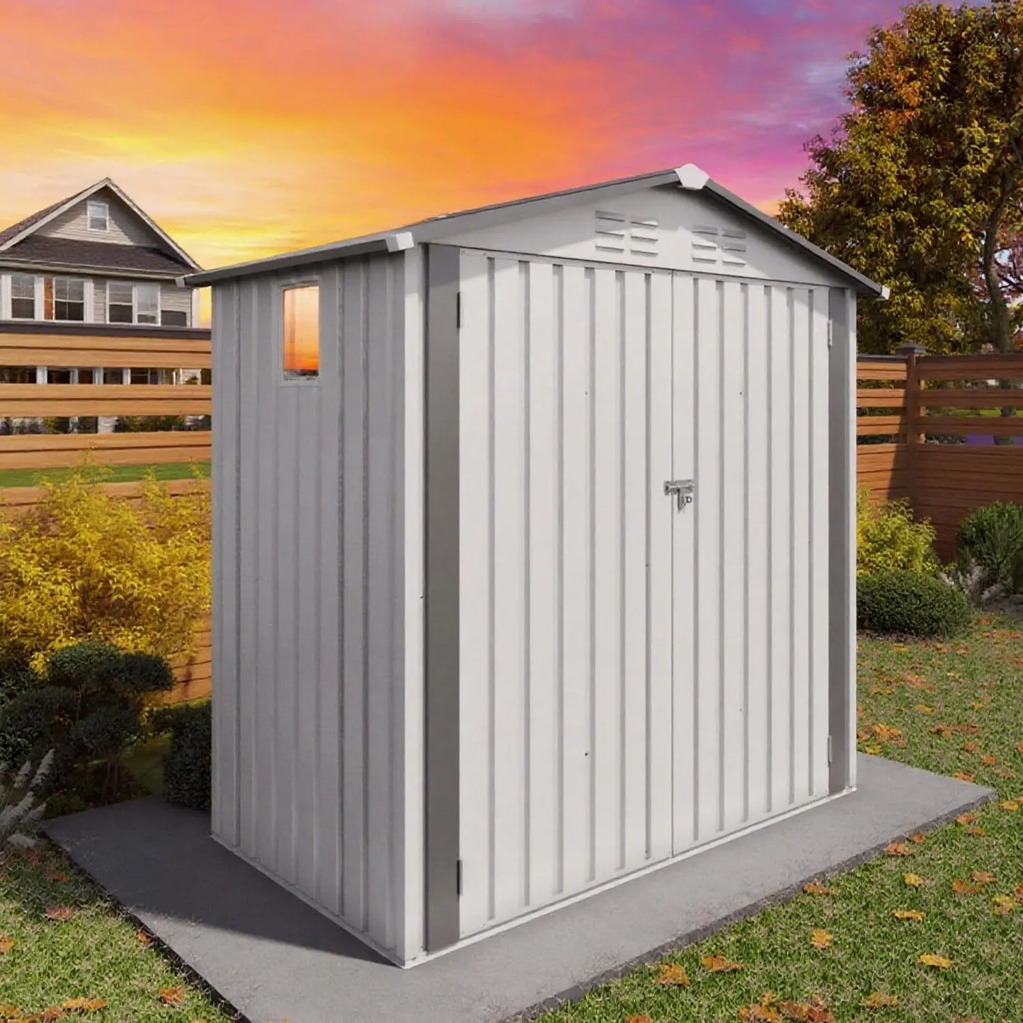 6x4FT Metal Outdoor Storage Shed Sloping Roof Lockable Aluminum Frame Garden Patio Lawn Tool Bike Easy Assembly, Customized