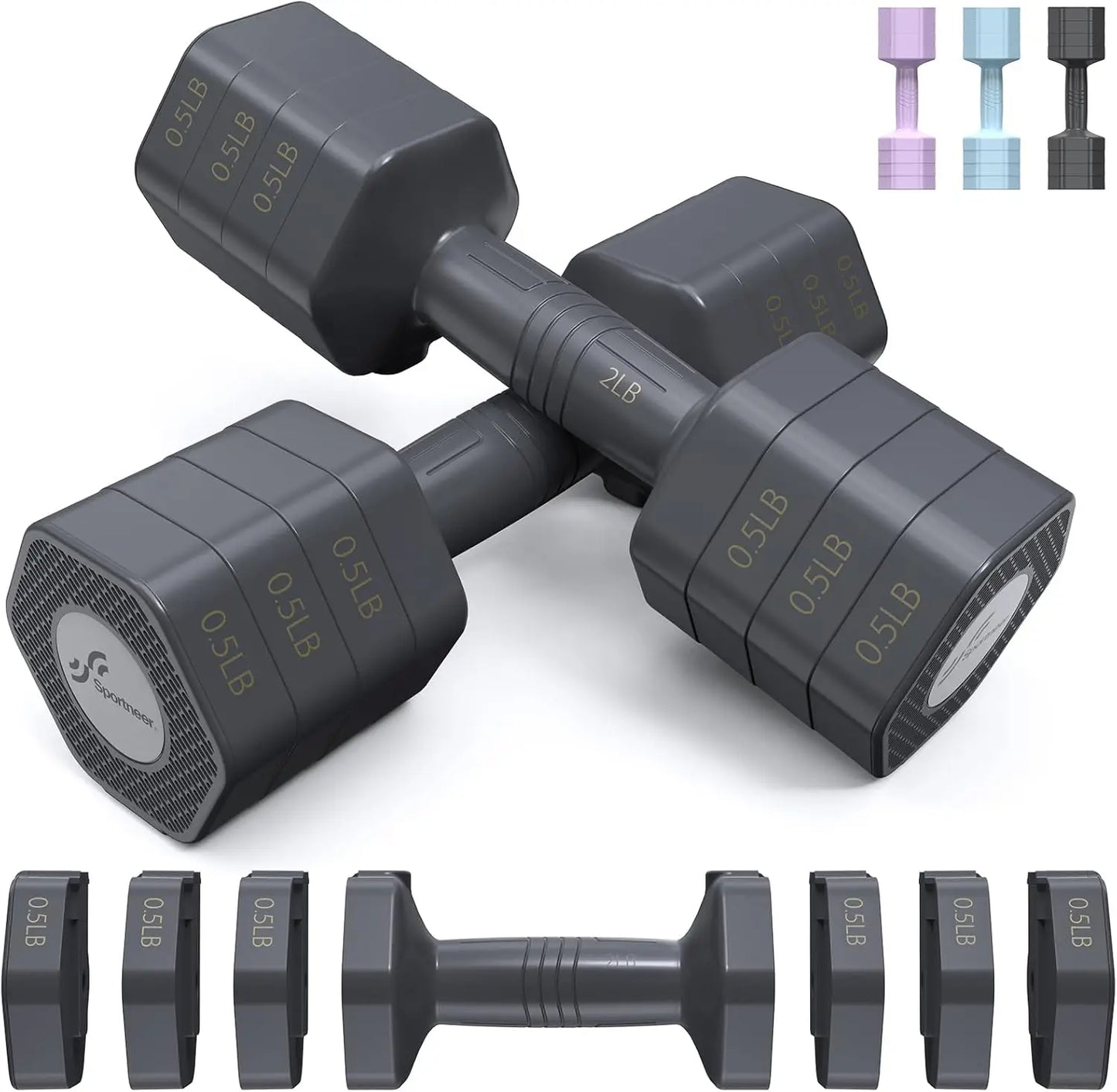 Adjustable Dumbbells Set 2-5lb Each, Quick Change Weights for Home Gym Workout, Strength Training for Women & Men