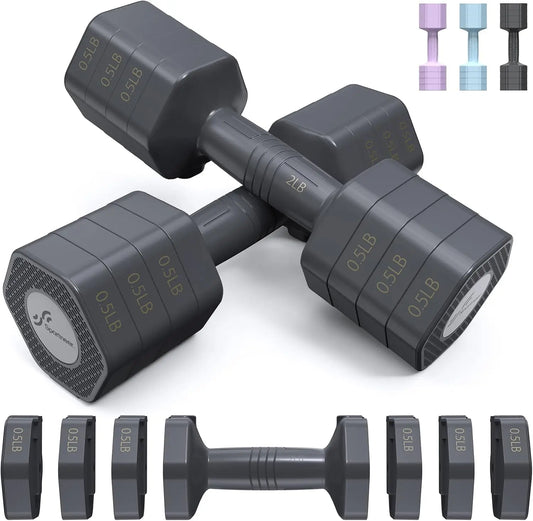 Adjustable Dumbbells Set 2-5lb Each, Quick Change Weights for Home Gym Workout, Strength Training for Women & Men