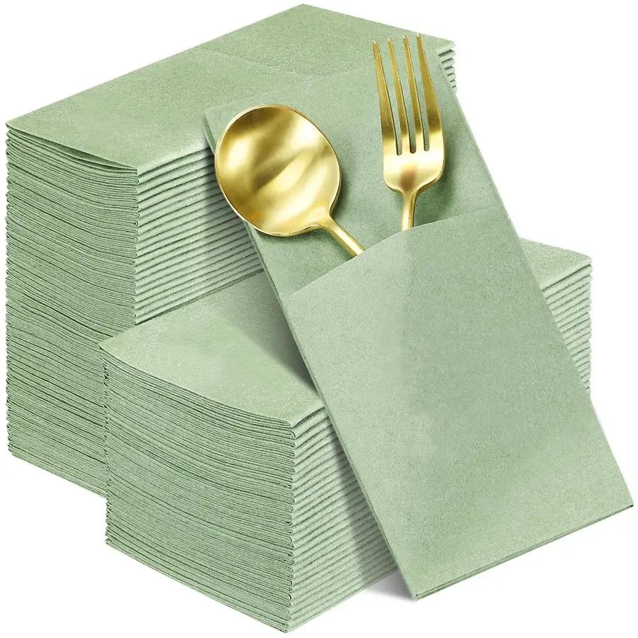120 Pcs Sage Green Napkins 2 Ply 16x16 Sage Green Linen Feel Napkins Disposable Soft Linen Dinner Wedding Guest Hand Towels for