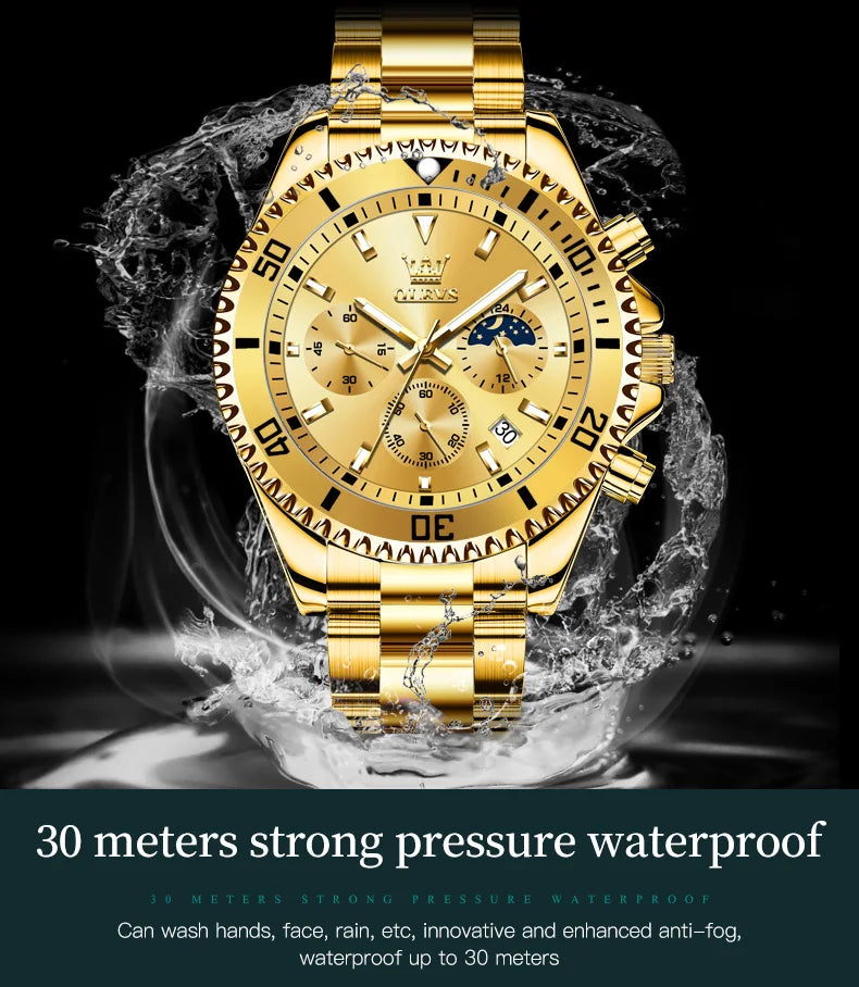 OLEVS Watches For Men Classic with Date Dress Luxury Big Face Waterproof Luminous Men's Wrist Watch Stainless Steel Men Watch