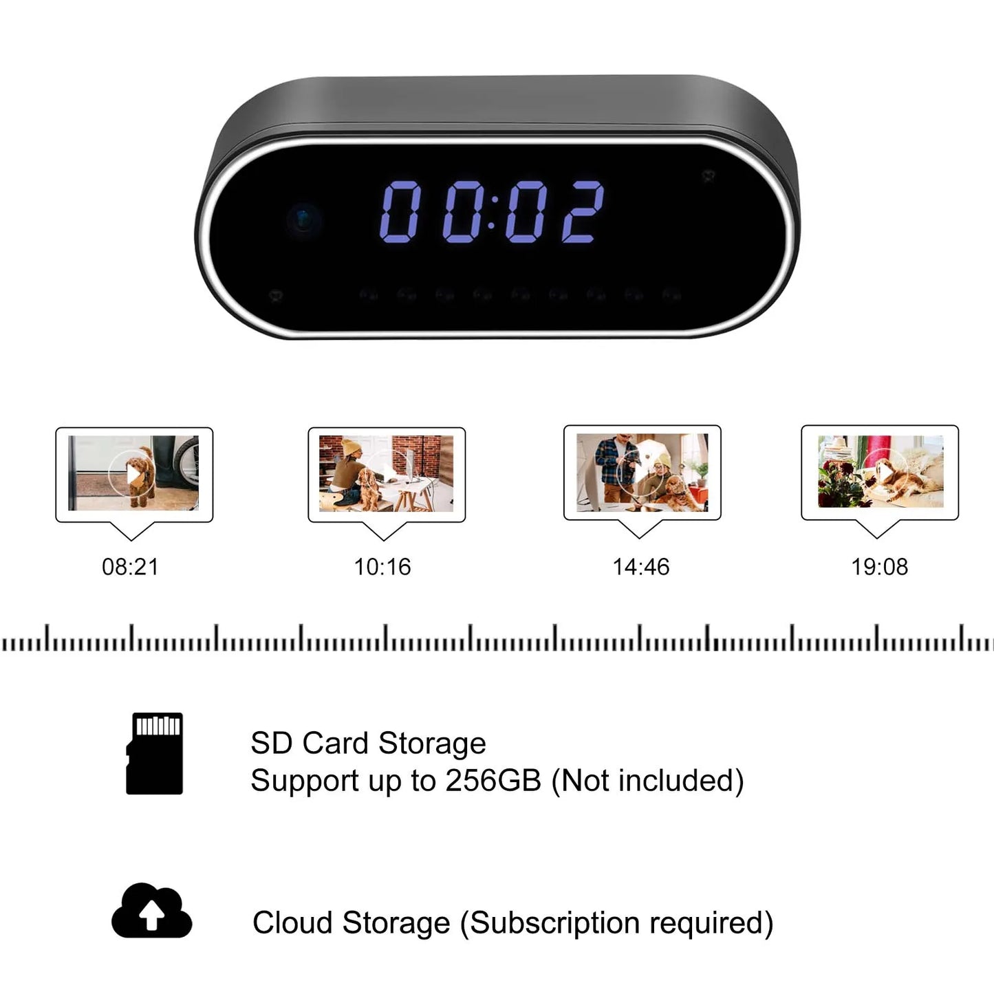 Ouvis Wireless 4K Clock Camera Night Vision With Motion Detection And App Access