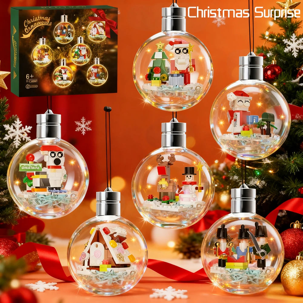 Shipped from the US 6-in-1 Christmas Bulbs Building Blocks with LED Strips Family Party Decor Kids Brick Toy Gift Night Lamp New