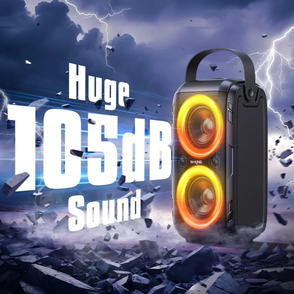 W-KING Party Loudest Portable Bluetooth Speaker Wireless Boom Box, 180W Max Big Large Outdoor Speaker 4 Drivers with 2*4.04'' Su