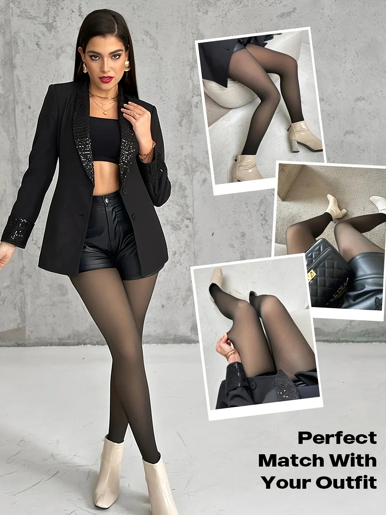 2Pcs Women's Warm Basic Tight Pants Autumn and Winter Pants Thickened High Waist Slimming Pantyhose Fleece Black Skin Sexy Girl