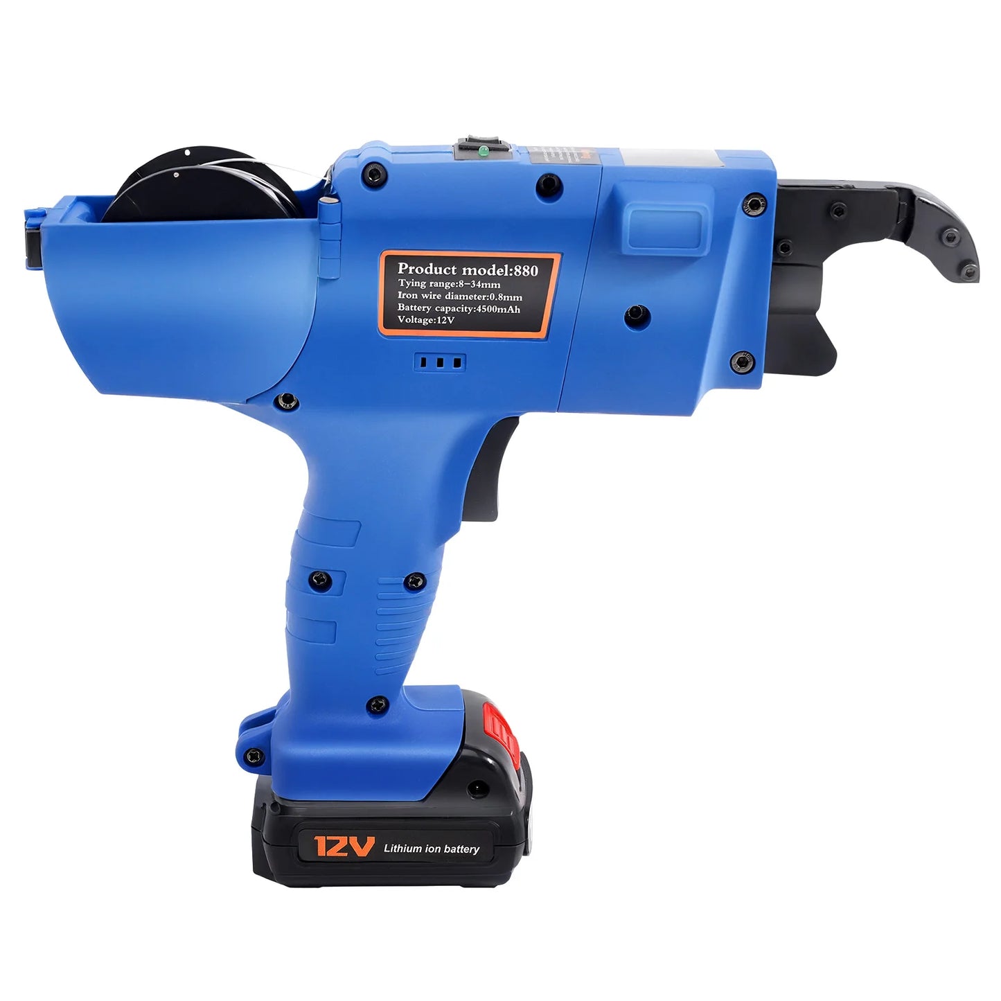Tie Automatic Rebar Tier Gun Steel Tying Machine, 8-34mm Bar Tie Tool with Automatic Knot Release Two Large-Capacity Batteries