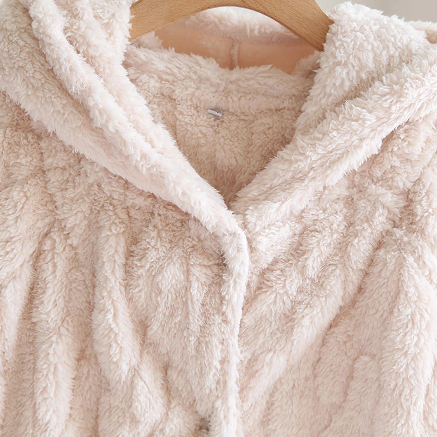 Women'S Loose Hooded Robe Nightgowns With Thick Plush Long Autumn/Winter Coral Fleece Bathrobe With Big Pockets Woman Nightwear