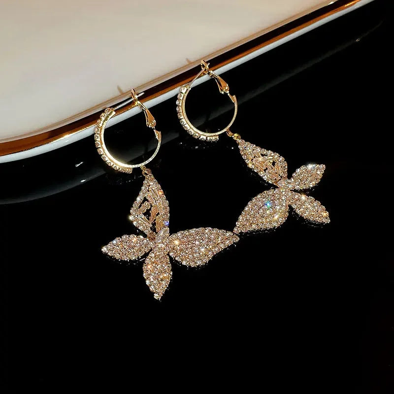 2026 New Butterfly Zircon Earrings women's Korean jewelry literary style earrings net red temperament simple new earrings