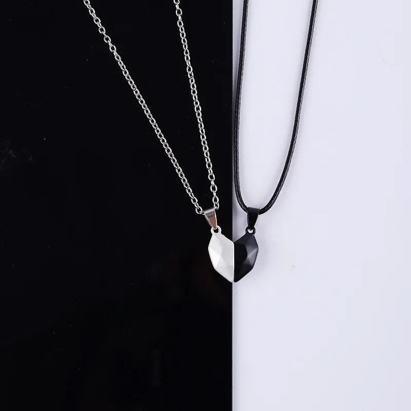 2025 New Wish Stone Love Heart-Shaped Magnetic Pendant Couple Necklaces Creative Cross-Border Gift for Lovers Jewelry Set