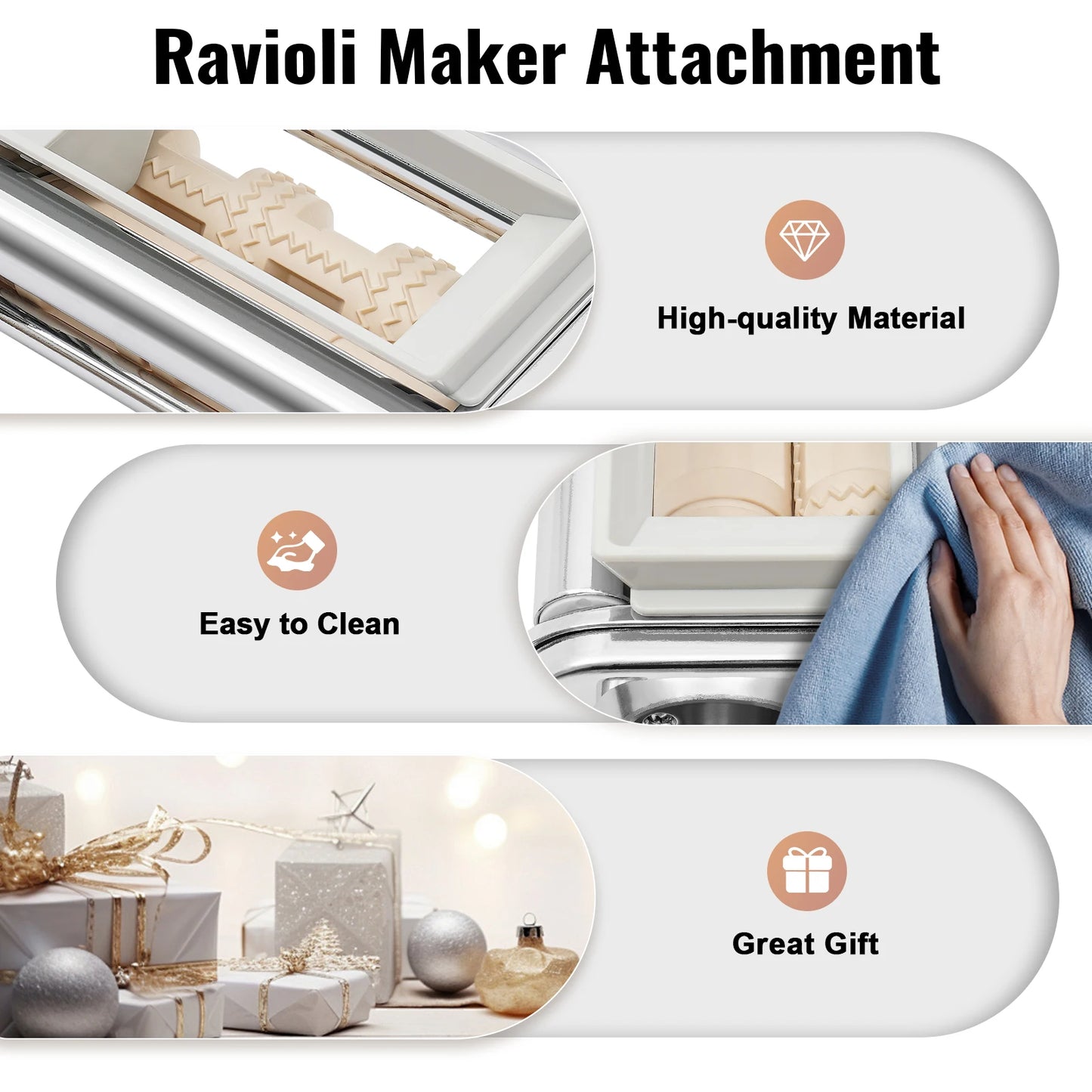 Ravioli Maker Attachment,Multipurpose Manual Ravioli Maker,Stainless Steel Dumpling Maker Attachment,for Home & Restaurant