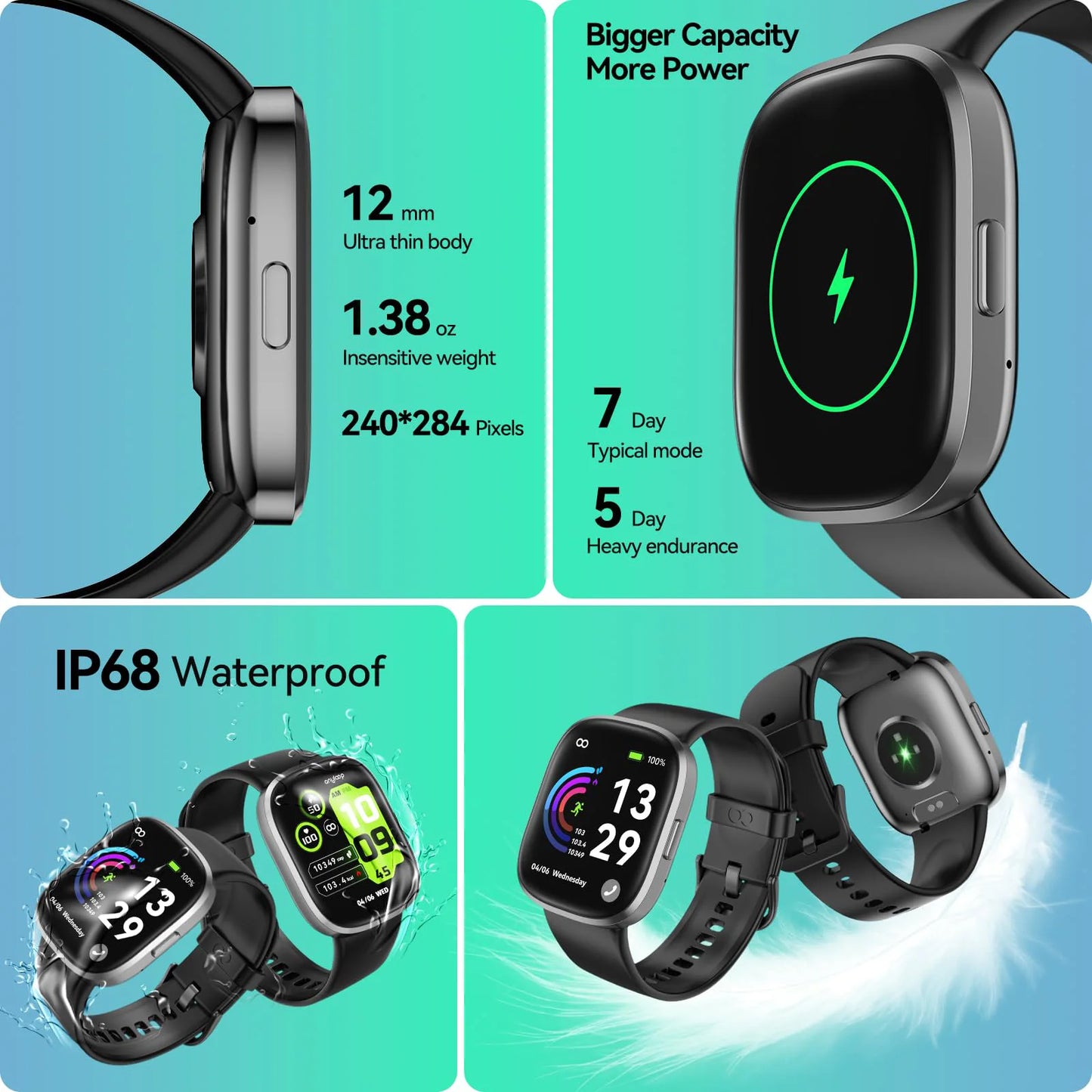 Smart Watch(Answer/Make Call), 1.83'' HD Smart Watches for Men Women fItness Tracker Sleep Monitor