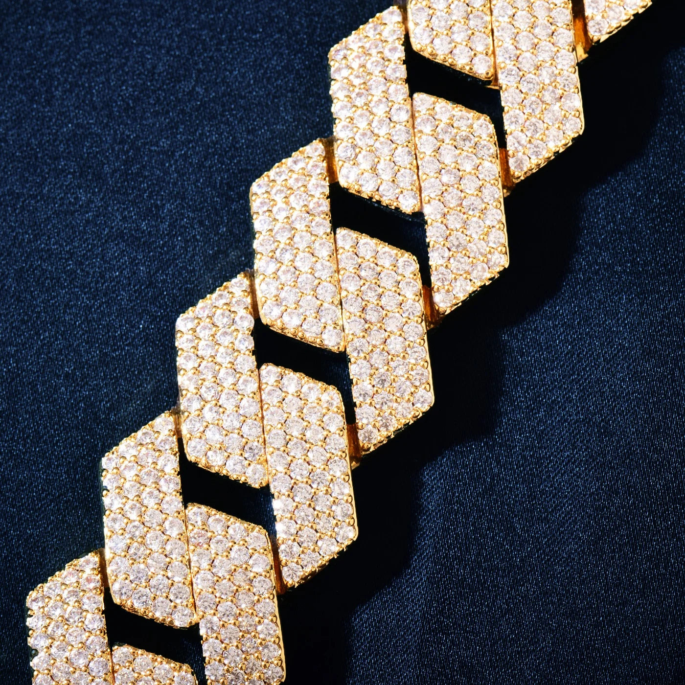 CUC Men Hip Hop Necklace 20mm 4Row Miami Cuban Chain Gold Color Iced Out Zirconia Link Fashion Rock Rapper Jewelry