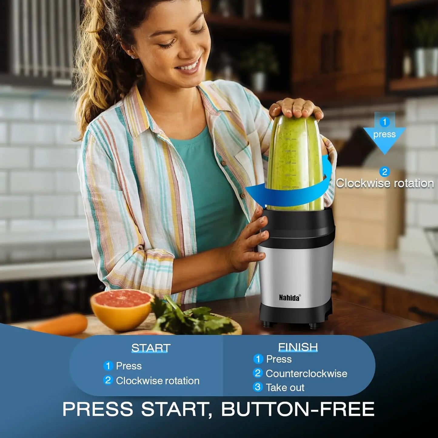 Blender for Smoothies, 1200W Smoothie Blender for Ice Crushing, Blenders with (2) 6-Fin Blades, Personal Blenders for Kitchen