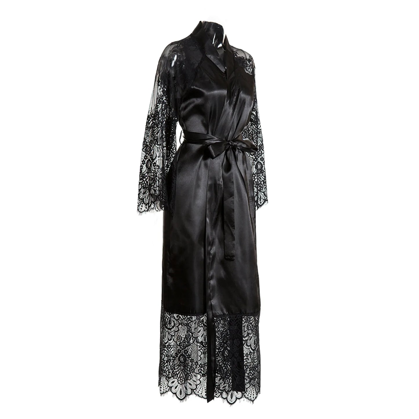 Silk Kimono Robe Bathrobe Long Women Silk Bridesmaid Robes Sexy Black Robes Satin Robe Ladies Dressing Gowns For Spa Loungewear