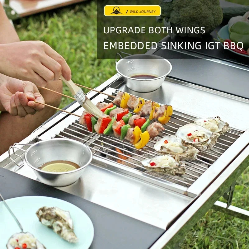 IGT Outdoor Stainless Steel Folding Charcoal Grill Portable