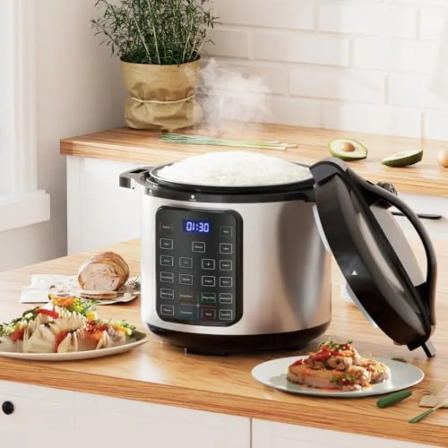 16-in-1 Electric Pressure Cooker 8 QT Stainless Steel Multi Cooker for Pressure Rice Steamer Yogurt Maker Slow Cook Black
