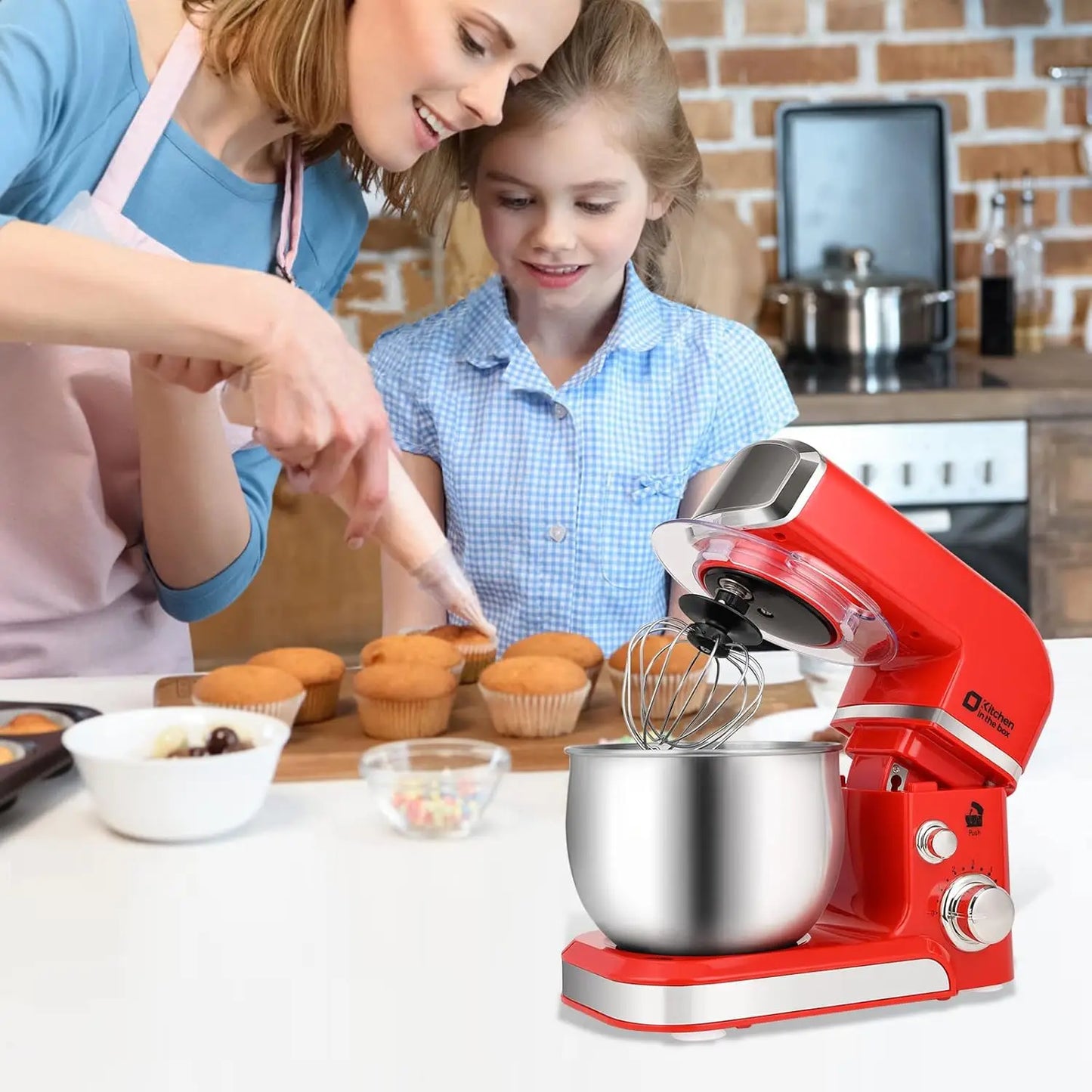 Stand Mixer, 3.2Qt Small Electric Food Mixer,6 Speeds Portable Lightweight Kitchen Mixer for Daily Use with Egg Whisk,Dough