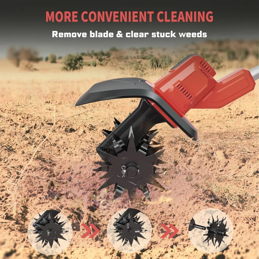 Cordless Tiller Cultivator for Milwaukee 18V Battery(Tool Only),Electric Garden Tiller w/360 RPM, 9In Tilling Width