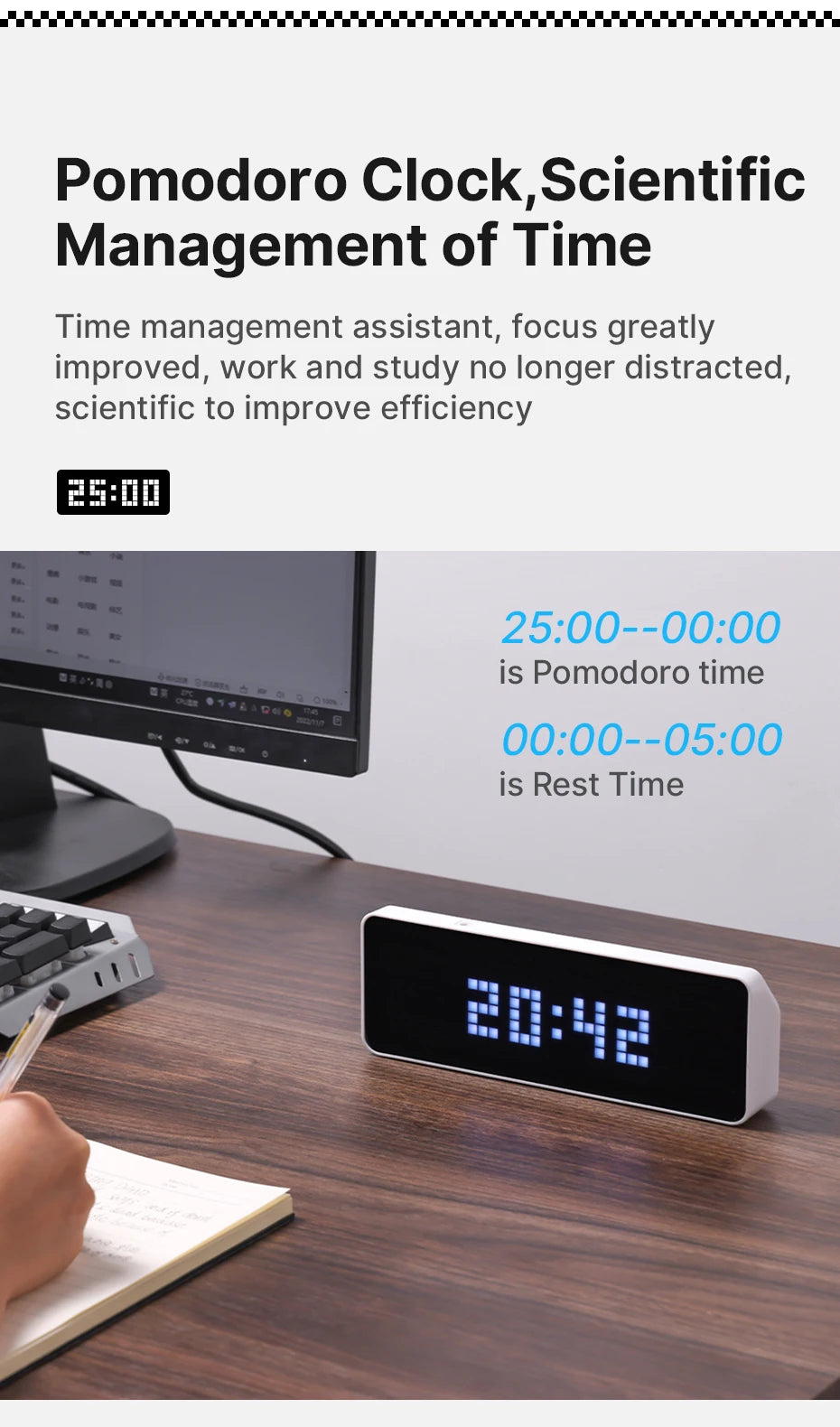 Ulanzi TC001 Smart Pixel Clock Weather Forecast Function Scientific Management of Time Full Color Pixel Display Clock