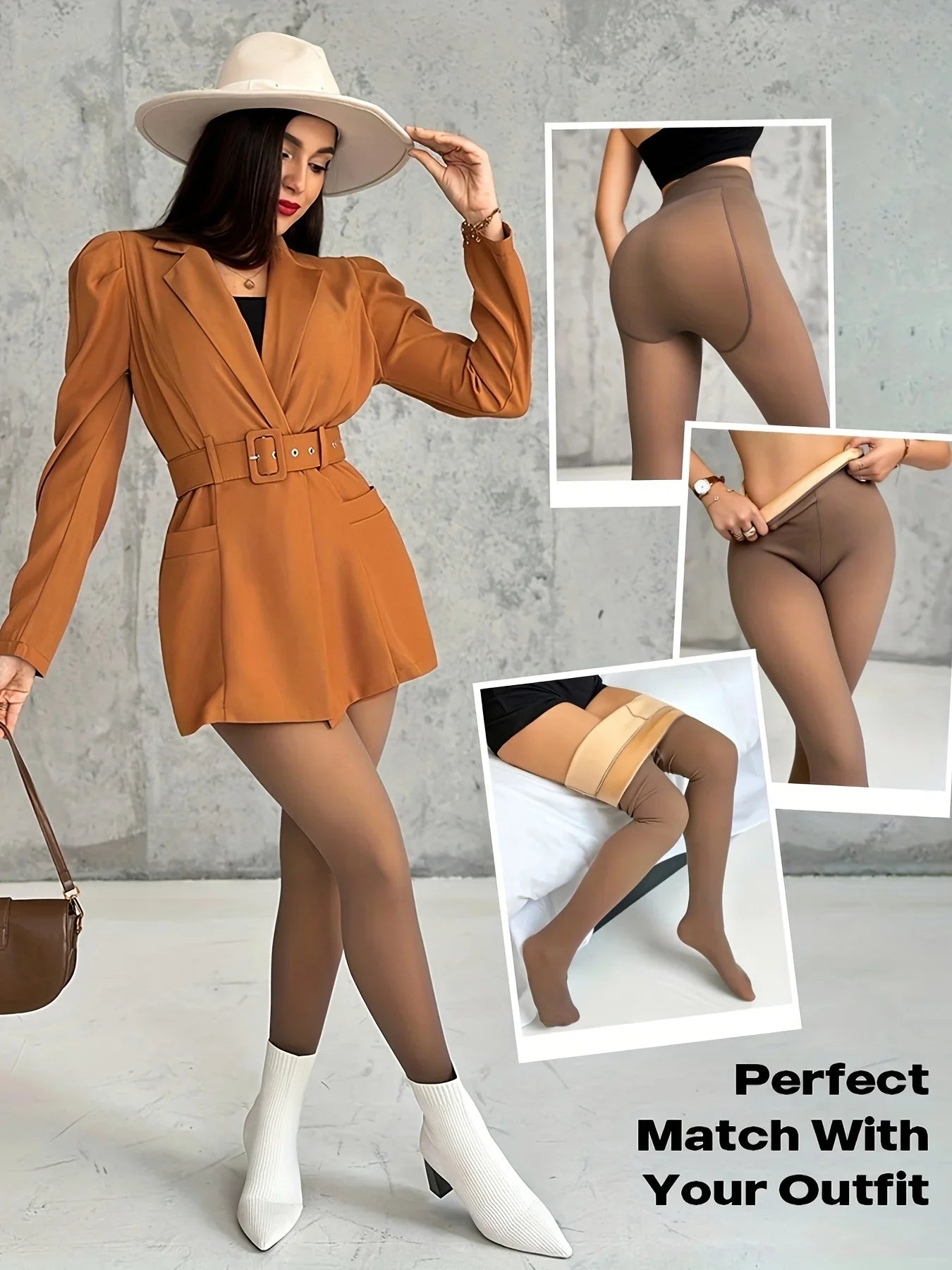 2Pcs Women's Warm Basic Tight Pants Autumn and Winter Pants Thickened High Waist Slimming Pantyhose Fleece Black Skin Sexy Girl