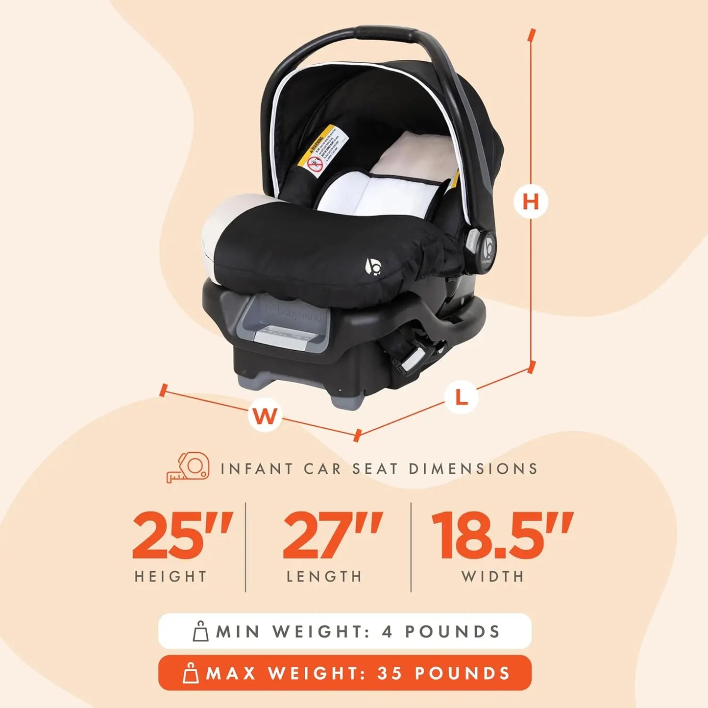 Newborn Baby Infant Car Seat Carrier Travel System with Harness and Extra Cozy Cover for Babies Up to 35 Pounds, Modern Khaki