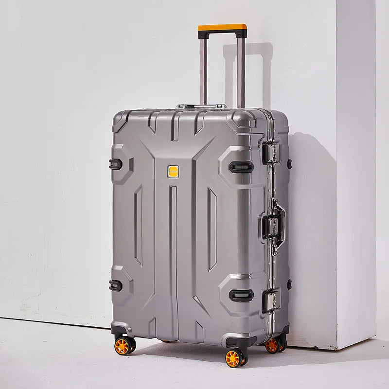 Large Capacity Aluminum Frame Luggage Bag with Wheels Durable Wear-Resistant Rolling Suitcase 20-28 Inch Travel Bag Suitcase