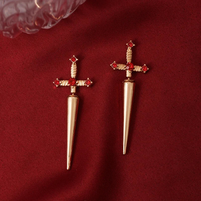 Gothic Sword Earrings Gothic Removable Sword Ear Jacket Dagger Earrings Dagger Earrings Front Back Earrings Wholesale