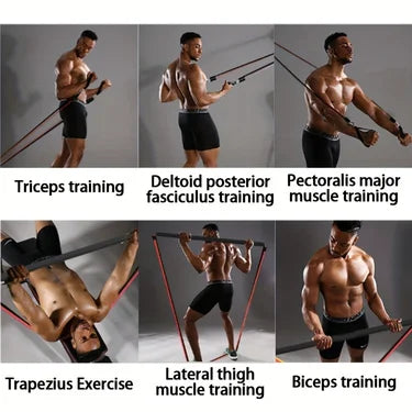 Resistance Bands Set 250lbs Elastic Exercise Bands with Door Anchor, Handles, Ankle Straps and Carry Bag, Indoor Outdoor Fitness