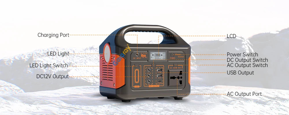 Gaiaray 500W 300W Portable Power Station AC 110V Solar Generator LiFePO4 Battery UPS Emergency Charging Station For Camping Home