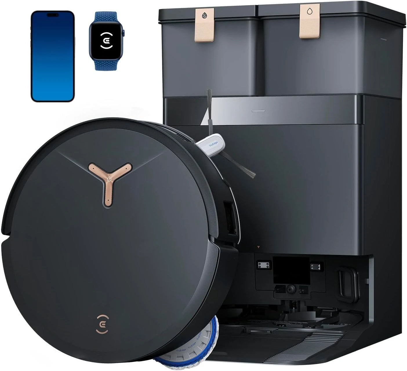 Robot Vacuum and Mop, 18,500Pa Suction, 18mm Auto-Lift,3.0 Obstacle Avoidance, Auto Hot Water Mop Wash/Dry/Refill, Self-Emptying