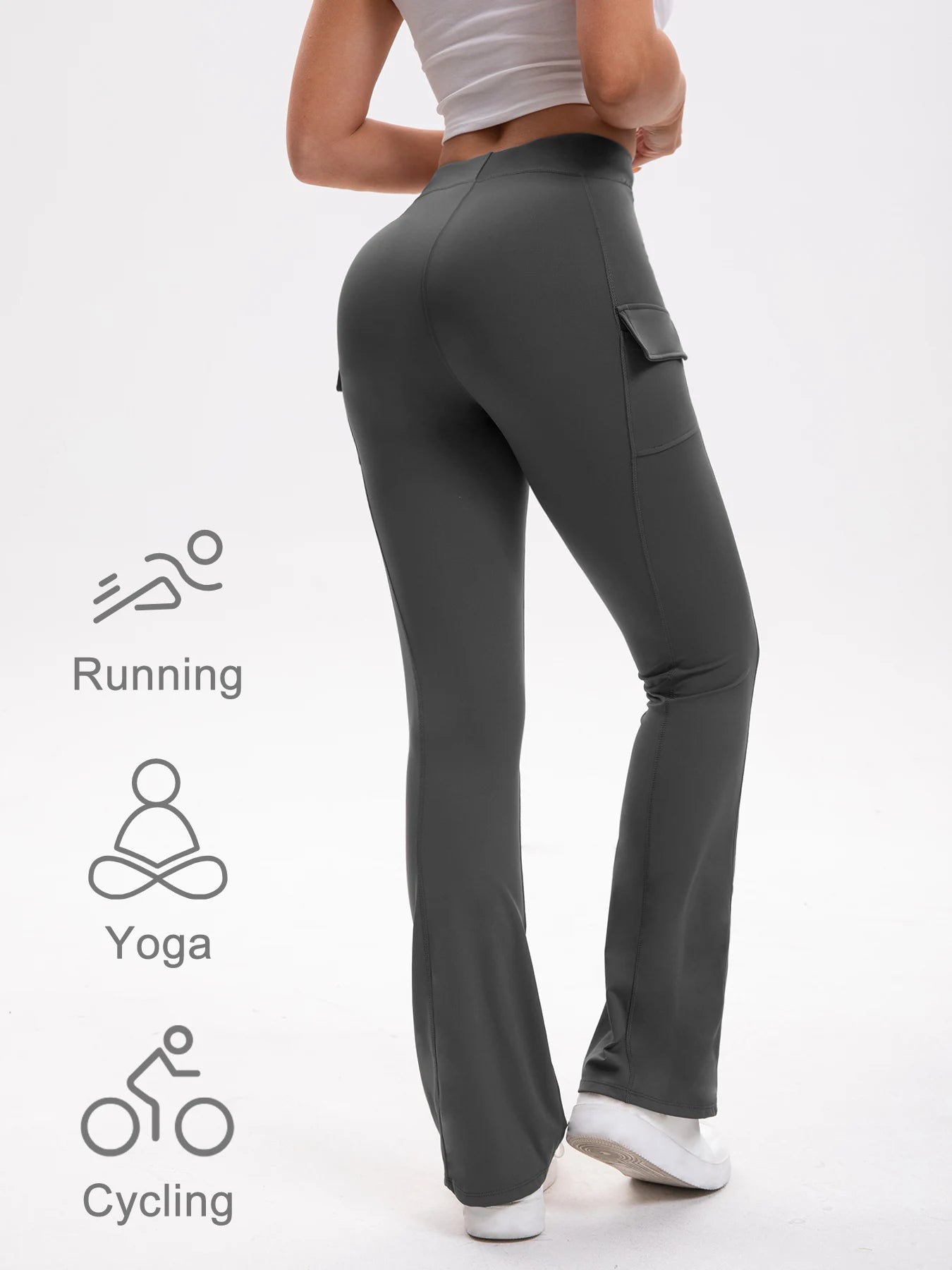 3PCS High Waisted Tummy Control Bootcut Yoga Pants with Pockets Naked Feeling Stretch Workout Casual Pants