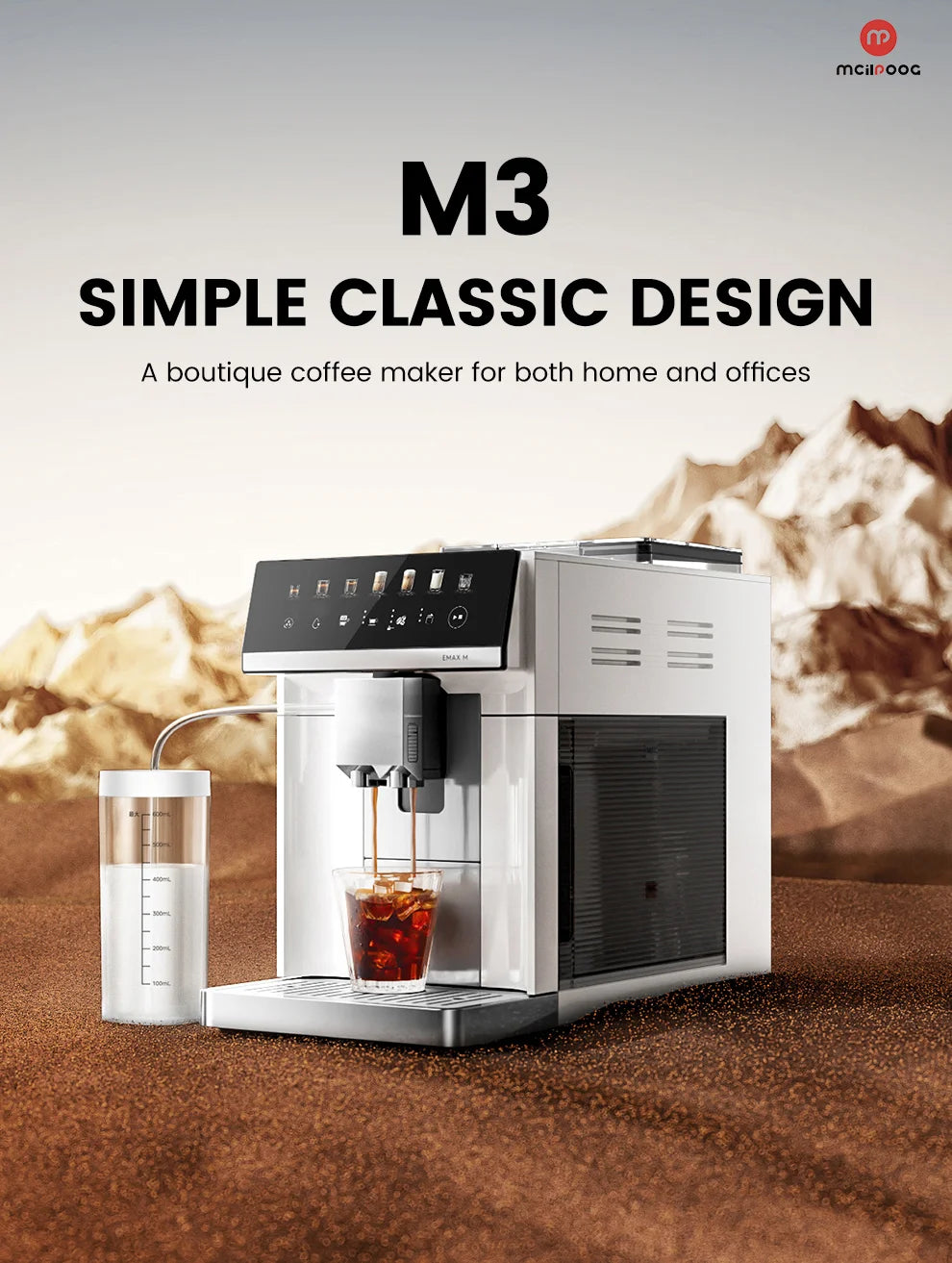MCILPOOG M3 Automatic Espresso Coffee Machine With Milk Frother