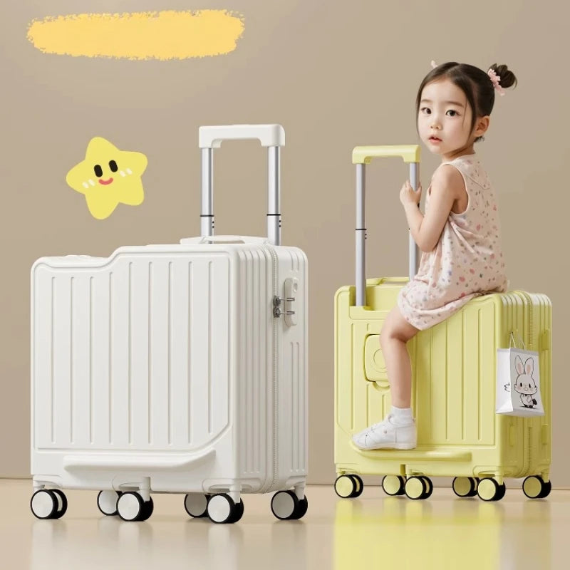 Kids Rideable Suitcase 20 Inch Cabin TSA Lock Lightweight Rolling Trolley Seat Travel Case Boys Girls Maleta De Maquillaje