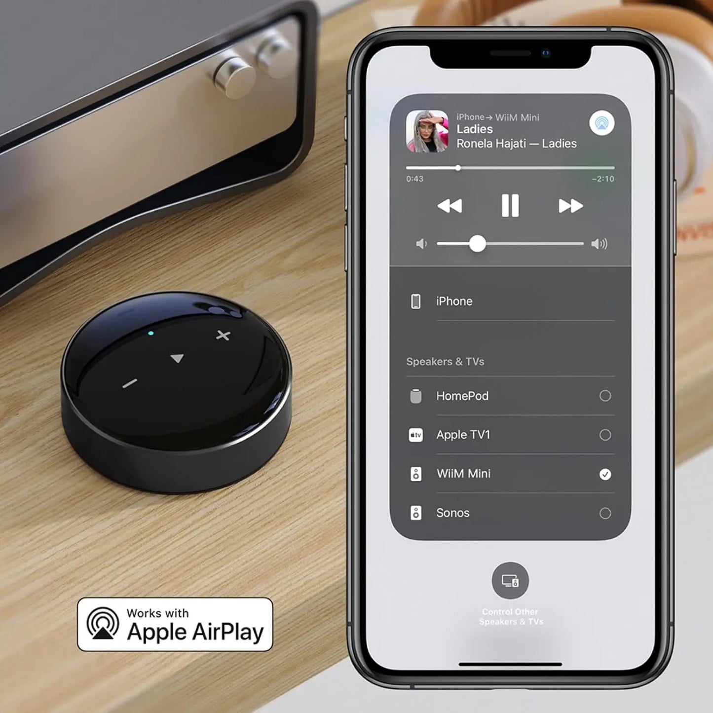 2 Wireless Audio Streamer, Multiroom Stereo, Preamplifier, Works with Alexa and Siri Voice Assistants, Stream Hi-Res Audio