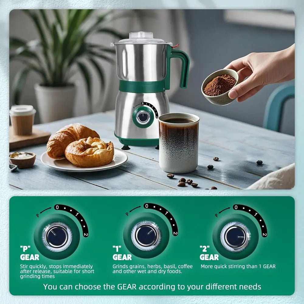 Spice Grinder Electric, Herb Nut Grinder for Kitchen, Detachable Espresso Grinders with Stainless Steel Blades, Filter and Brush