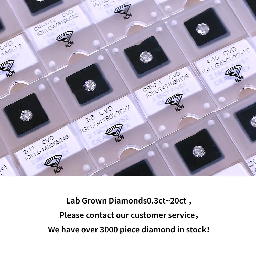 0.3ct 0.5ct 0.8ct 1ct 1.5ct 2ct 3ct Round Lab Grown Diamonds With IGI GIA Certificate CVD HPHT Laboratory Diamond Wholesales