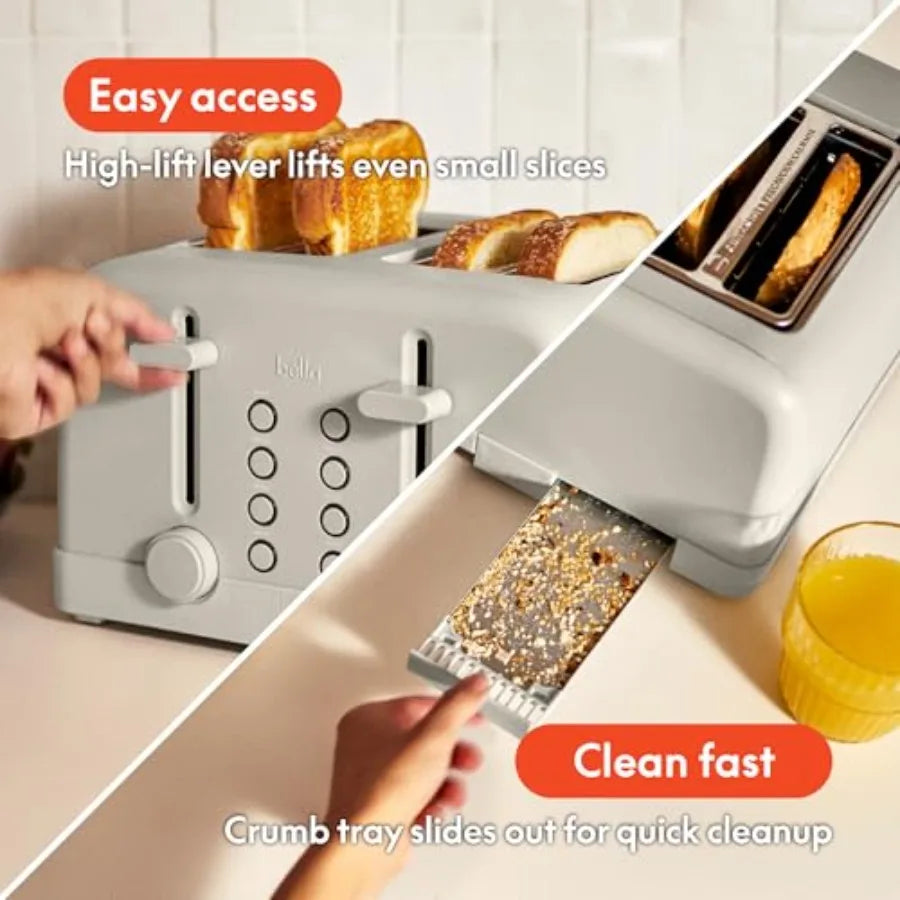 4-Slice Toaster with 6 Setting Shade Control Reheat Cancel Buttons Removable Crumb Tray Anti-Jam Auto Shutoff 900 Watt Oatmilk