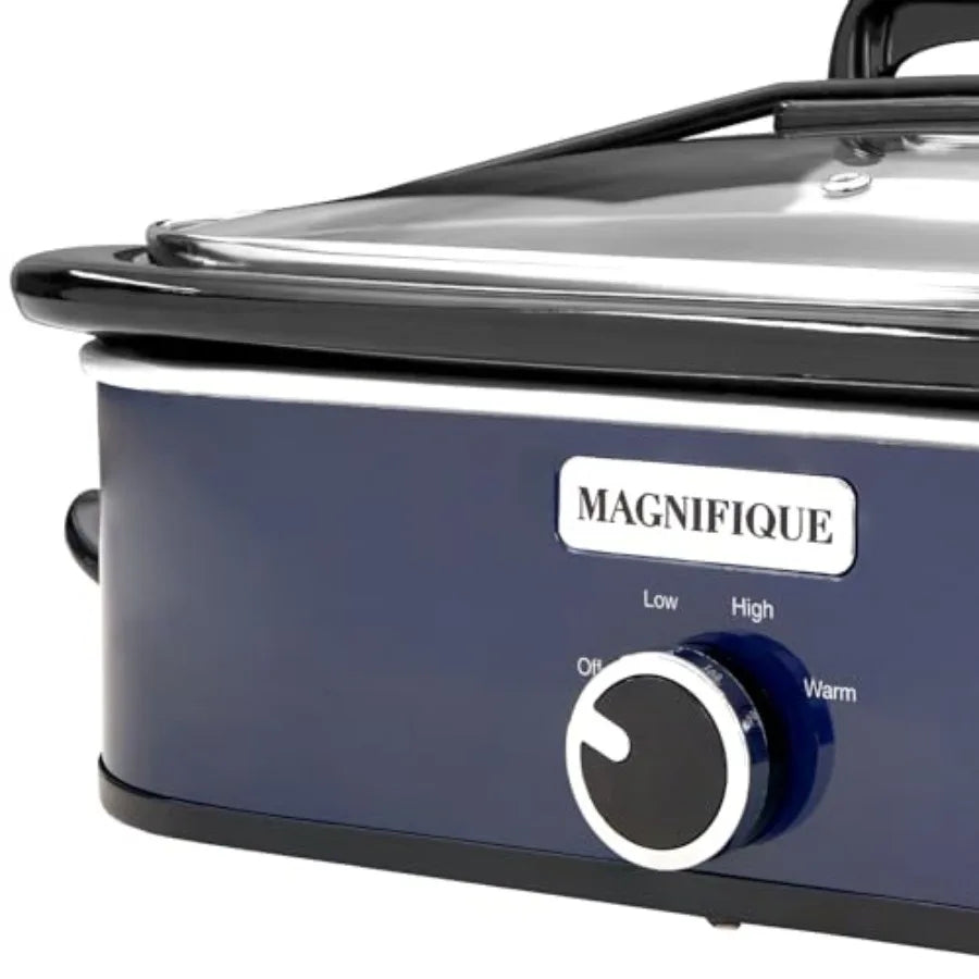 4-Quart Slow Cooker with Casserole Manual Warm Setting - Blue Kitchen Small Appliance for Family Dinners Dishwasher Safe Crock