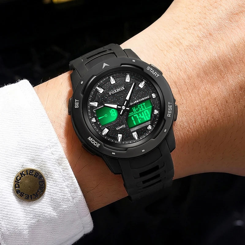 FOXBOX Fashion Electronic Watch Men LIGE Top Brand Luxury Silicone Big Dial Waterproof Sports Alarm LED Digital Men's Watches