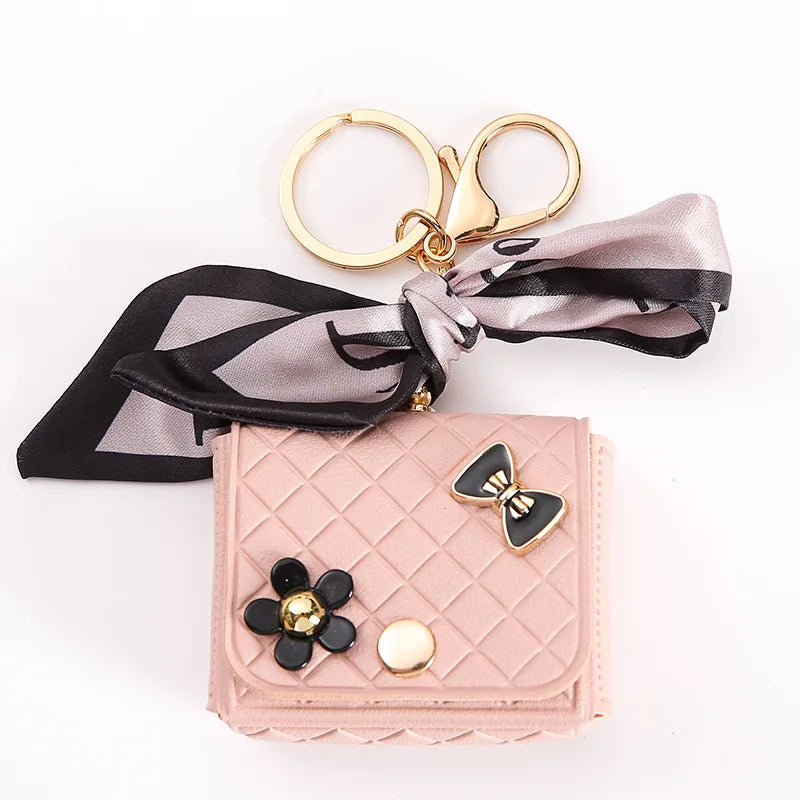 Fashion Leather Earphone Storage Bag Mini Creative Keychain Solid Color Pendant Earphone Case Bluetooth Headset Cover
