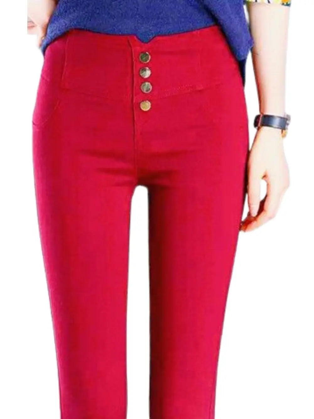 Button Fly Pants for Women Super Stretch Comfort High Waist High Rise Skinny Jeans Tapered Leg Butt Lift  Pant ouc309