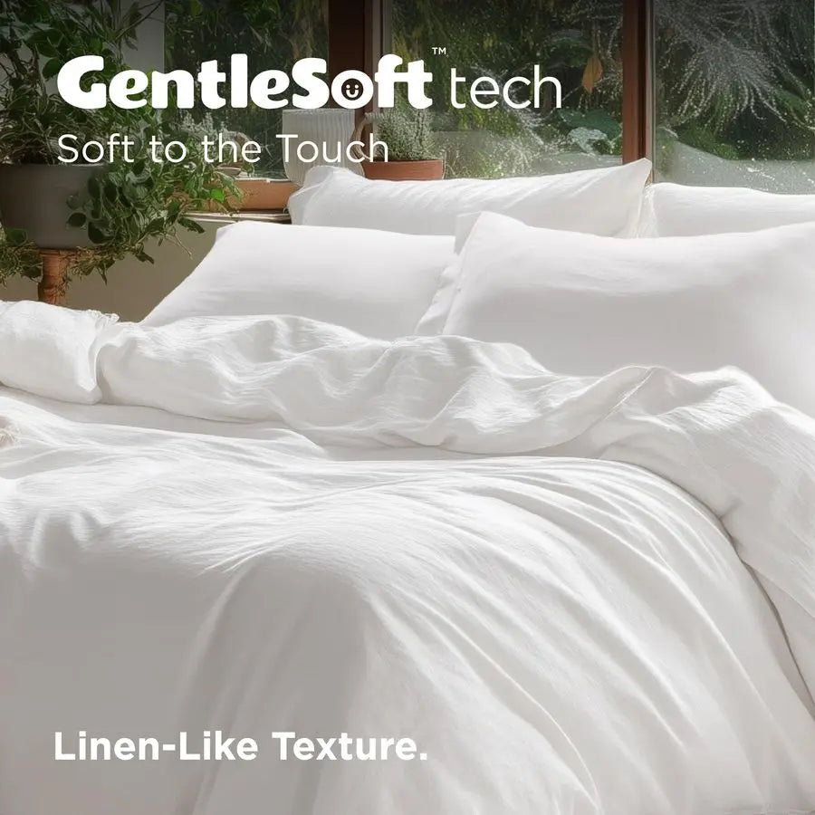100 Washed Cotton Duvet Cover Queen Size Natural White Minimalist Cotton Duvet Cover Linen Like for All Seasons GentleSoft Plain