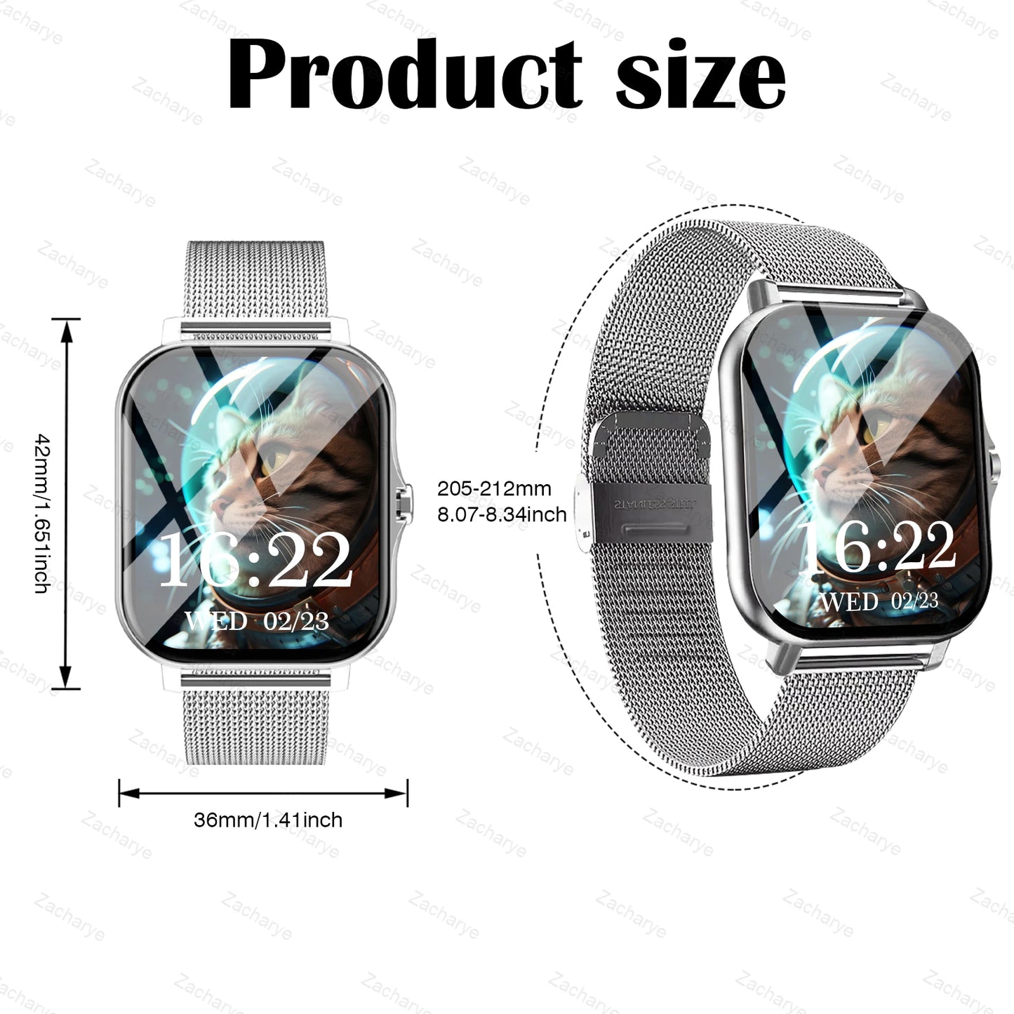 Smart fitness watch, wireless call, multiple exercise modes, SMS alerts, replaceable wallpaper, fitness tracker, outdoor sports