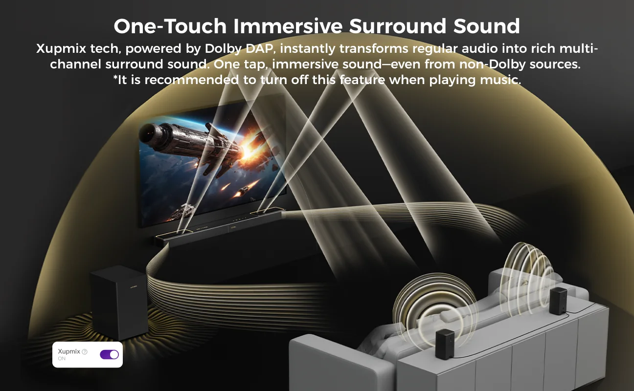 ULTIMEA 460W 5.1.2ch Sound Bar with Dolby Atmos, Surround Sound Home Theater System for TV with 2 Surround Speakers, APP Control