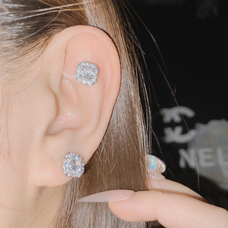 MDLFES Moissan Diamond Style Light luxury compact ear clips cold wind without ear holes magnetic earrings