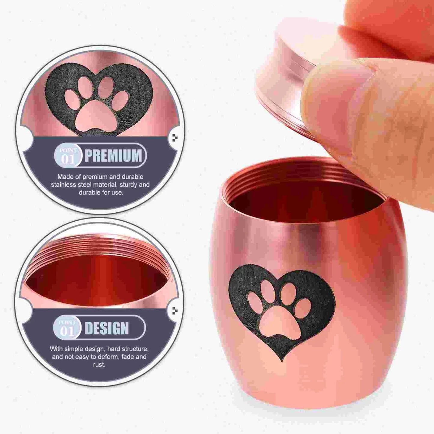 Pet Urn Accessory Lovely Pattern Cat Urns Stainless Steel Memorable Dog  Ashes