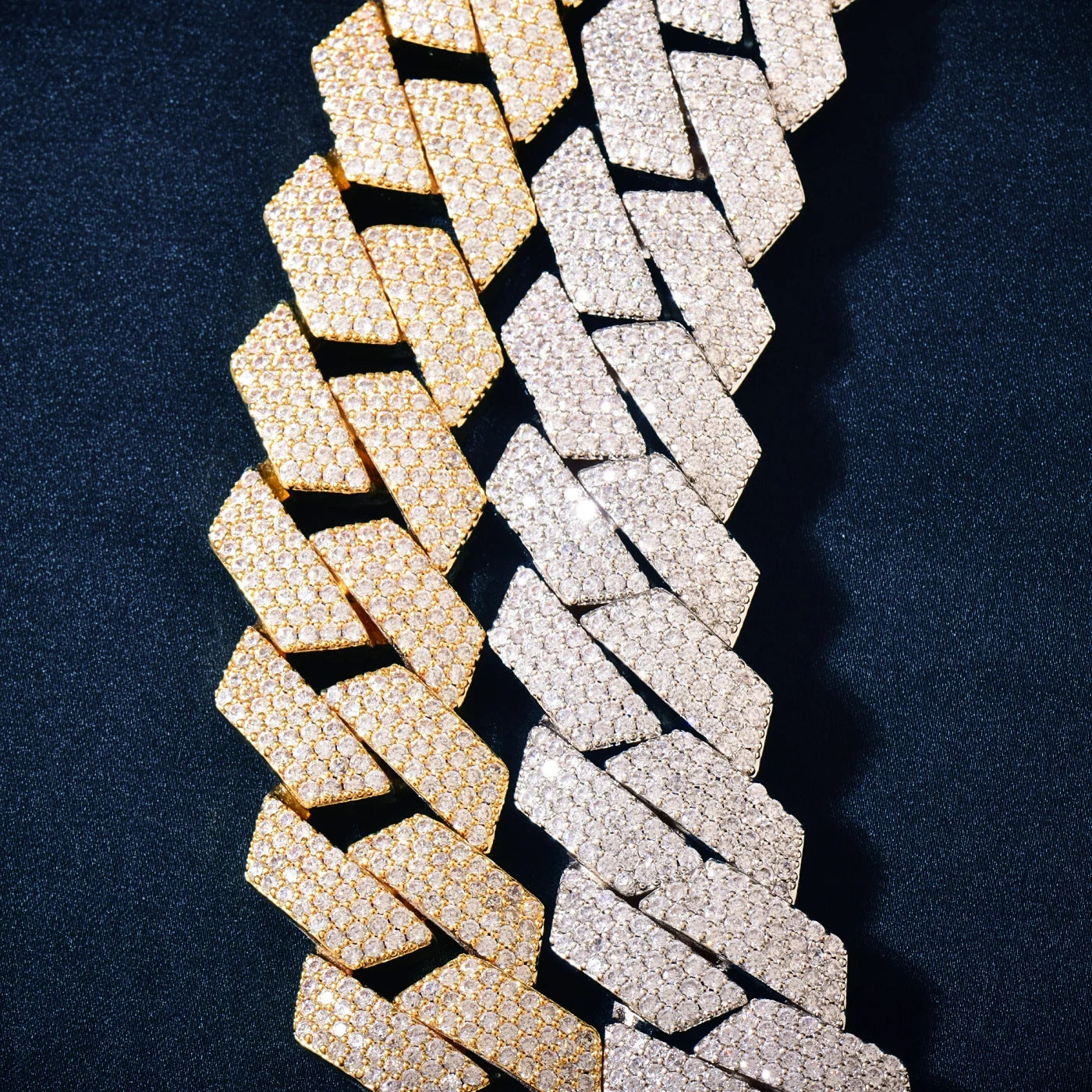 CUC Men Hip Hop Necklace 20mm 4Row Miami Cuban Chain Gold Color Iced Out Zirconia Link Fashion Rock Rapper Jewelry