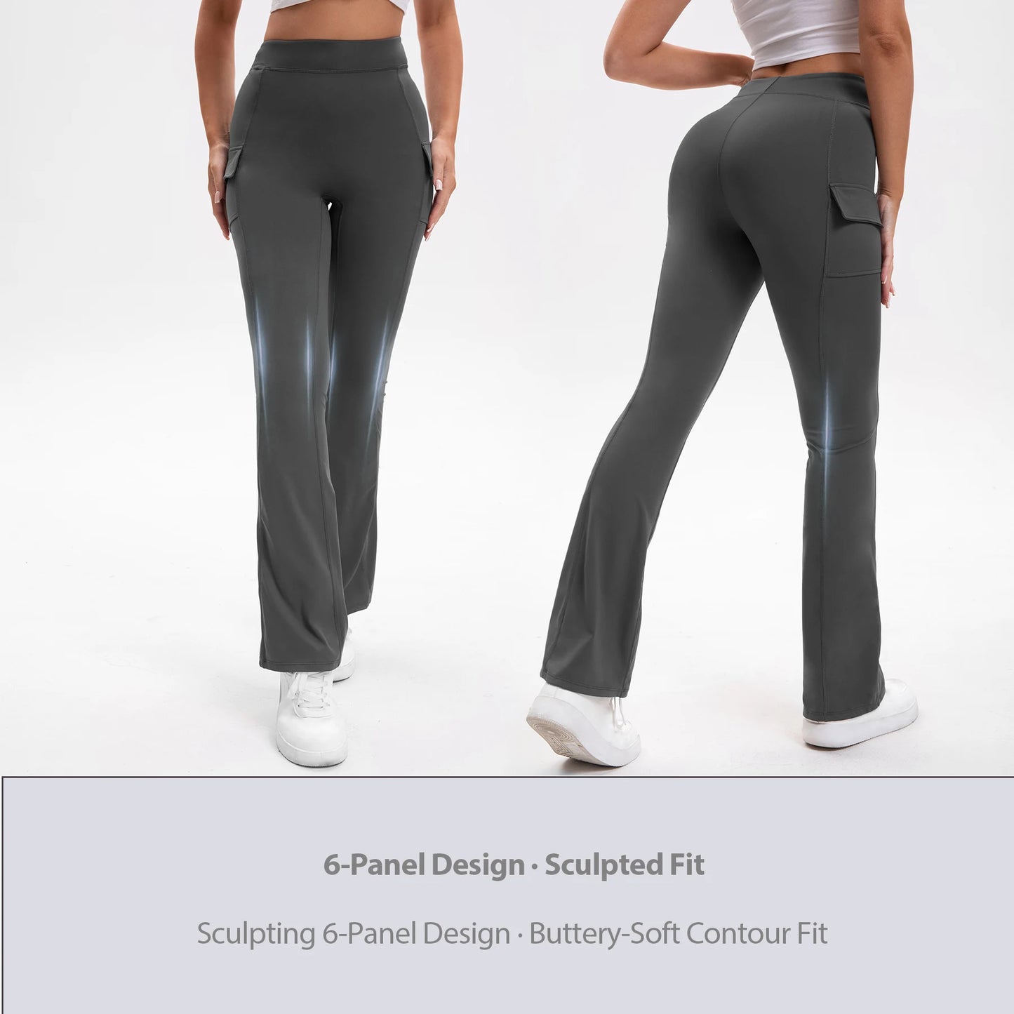 3PCS High Waisted Tummy Control Bootcut Yoga Pants with Pockets Naked Feeling Stretch Workout Casual Pants